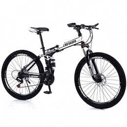 ZHANGYN Folding Mountain Bike ZHANGYN 25-inch (about 65 Cm) Foldable Mountain Bike Tires, With Front Suspension Forks, 24-speed Gearbox, Mechanical Disc Brakes, Can Be Used In Urban And Rural Areas, Black And White