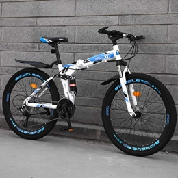 ZHEDYI Bike ZHEDYI 24 / 26in Folding Mountain Bike, High-elastic Shock Absorber Dual Disc Brake Mens Bicycle, Non-slip Rubber Tire Handle Bikes, 21 / 24 / 27 Variable Speed Optional (Color : B-24in, Size : 24 speed)