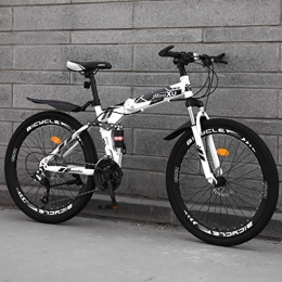 ZHEDYI Folding Mountain Bike ZHEDYI 24 / 26in Folding Mountain Bike, High-elastic Shock Absorber Dual Disc Brake Mens Bicycle, Non-slip Rubber Tire Handle Bikes, 21 / 24 / 27 Variable Speed Optional (Color : C-24in, Size : 21 speed)