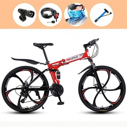 ZHIPENG Bike ZHIPENG Folding Mountain Bike 27-Speed Shift Bikes 26-Inch Mountain Off-Road Bike Easy To Fold, Easy To Place, Can Easily Cope with Different Environmental Needs, Red