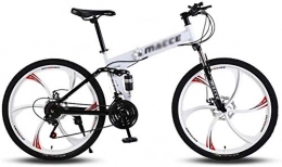 ZHNA Bike ZHNA Adult mountain bikes 26 Mountain Bike Trail Folding bicycles with suspension frame High Carbon Steel, Double Bike 21-speed bicycle brake (Color : White)