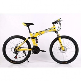 ZHTX Bike ZHTX Mountain Bike 21 / 24 / 27 / 30 Speed Front And Rear Shock Absorber 26" Inch Folding Bike Road Bike Double Disc Brakes Folding Mtb (Color : Yellow, Size : 30Speed)