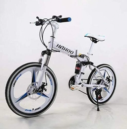 ZHTY Bike ZHTY 20" Mountain Bike Folding Bikes, Featuring 3 Spoke Double Disc Brake Full Suspension Anti-Slip, Suspension Fork