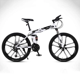 ZJZ Men's Mountain Bikes,Folding Mountain Bike, 26" High Carbon Steel Frame Full Suspension Off Road Speed Racing 27 Speed Double Shock Absorbers for Men And Women Students