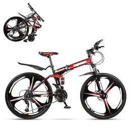 zmigrapddn Folding Mountain Bike zmigrapddn Folding Adult Bicycle, 24 Inch Variable Speed Mountain Bike, Double Shock Absorber Compatible with Men and Women, Dual Discbrakes, 21 / 24 / 27 / 30 Speed Optional (Color : Red, Size : 30)
