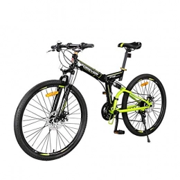 ZTIANR Folding Mountain Bike ZTIANR 26" Folding Mountain Bicycle, 24 Speed Ront And Rear Shock Absorption Mountain Bike Double Disc Brake Soft Tail Frame Bicycle Adult Off-Road Vehicle, Green