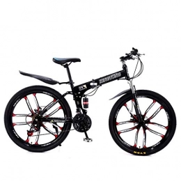 ZTYD Mountain Bike Folding Bikes, 24-Speed Double Disc Brake Full Suspension Anti-Slip, Lightweight Aluminum Frame, Suspension Fork, Multiple Colors-24 Inch/26 Inch,Black3,26 inch