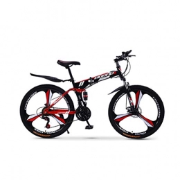 ZXCVB Bike zxcvb 24 Inch Bicycle Outroad Mountain Bike, 21 / 24 / 27 / 30-Speed, Portable High Carbon Steel Folding MTB, Full Suspension Mountain Bike for Adults Men and Women