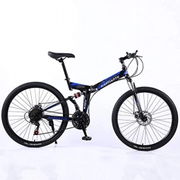ZXCVB Bike zxcvb 24-Speed Adult Mountain Bike, 24 / 26 inch Wheels, Mountain Trail Bike High Carbon Steel Folding Outroad Bicycles, Bicycle Full Suspension MTB ​​Gears Dual Disc Brakes Mountain Bicycle