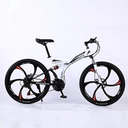 ZXCVB Folding Mountain Bike zxcvb Adult Mountain Bike, 24 / 26 inch Wheels, Mountain Trail Bike High Carbon Steel Folding Outroad Bicycles, 21-Speed Bicycle Full Suspension MTB Gears Dual Disc Brakes Bicycle