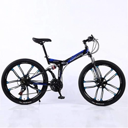 ZXCVB Folding Mountain Bike zxcvb Adult Mountain Bike, 26 inch Wheels, Mountain Trail Bike High Carbon Steel Folding Outroad Bicycles, 21 / 24 / 27 Speed Bicycle Full Suspension MTB Gears Dual Disc Brakes