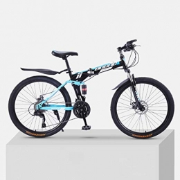 ZXCVB Bike zxcvb Mountain Bike for Men Women, 24 / 26 Inch Folding Lightweight High Carbon Steel Full Suspension Frame Bicycle, 24-Speed, Double Shock Absorption, Three Cutter Wheel