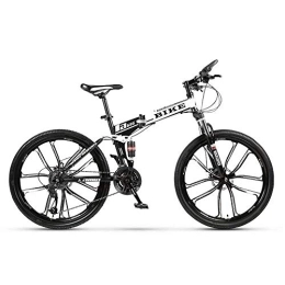 ZXM Folding Mountain Bike ZXM Foldable MountainBike 24 / 26 Inches, MTB Bicycle with 10 Cutter Wheel, White