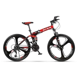ZXM Folding Mountain Bike ZXM Foldable MountainBike 24 / 26 Inches, MTB Bicycle with 3 Cutter Wheel, Black&Red