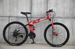ZXM Folding Mountain Bike ZXM Foldable MountainBike 24 / 26 Inches, MTB Bicycle with Spoke Wheel, Red