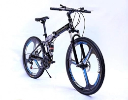 ZXNM Folding Mountain Bike ZXNM Double Disc Brake Bike, Folding Mountain Bicycle, Primary School Student Pedal Folding Bicycle, Outdoor Riding Exercise Carbon Steel Car / Black / 26 * 17