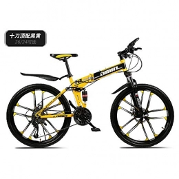 ZZKK Folding Mountain Bike ZZKK Mountain Bike Male And Female Speed Student Road Racing Off-Road Adult with Adolescent Double Shock-Absorbing Bicycle Double Disc Brakes, 24speed