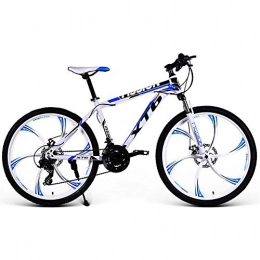 WSS Bike 21 / 24 / 27 / 30-speed 26-inch mountain bike-dual disc brakes-suitable for adult students off-road bike White blue-21 Speed