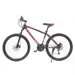 Tbagem-Yjr Mountain Bike 21 Speed Mountain Bike, 24 Inch Double Disc Brake Speed Travel Road Bicycle Sports Leisure (Color : Black red)