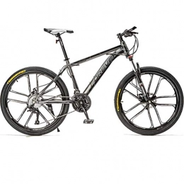 BNMKL Bike 24 / 26 / 27.5 Inch Wheels Carbon Steel Mountain Bike, 21 / 24 / 24 / 30 Speed Adult Speed Bike, Dual Disc Brake Hardtail Bike, gray, 26 Inch 21 Speed