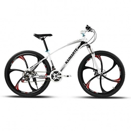 FTF Mountain Bike 24 / 26-Inch 24 / 21 / 27-Speed Bicycle Mountain Bike Variable Speed Double Shock Absorption Bikes Carbon Steel Full MTB, Aluminum Frame, White, white~2, 26in~21s