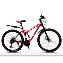 WANG-L Mountain Bike 24 / 26 Inch Mountain Bike Adult Men's And Women's Off-Road Speed Double Damping Disc Road Race, Red-24inch / 21speed