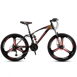 Bananaww Mountain Bike 24 / 26 Inch Mountain Bike with 21 / 24 / 27 / 30 Speeds, All-Terrain Bicycle with Full Suspension Dual Disc Brakes Adjustable Seat for Dirt Sand Snow, Adult Road Bike for Men or Women