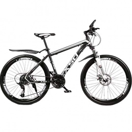 BNMKL Bike 24 / 26 Inch Outroad Mountain Bike, 21 / 24 / 27 Speed Road Bike, Front Suspension Daul Disc Brakes MTB Bicycle Adult Men And Women, Black White, 24In 21Speed