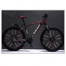 AWAHM Mountain Bike 24 Inch / 26 Inch Mountain Bike For Adults, 24 Speed Ultra-Light Aluminum Alloy Mountain Bicycle, Black Red, For Young Male And Female Students