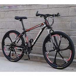 AXH Bike 24 Inch 30 Speed Adult Mountain Bike High Carbon Steel Full Suspension Frame Bicycles Gears Dual Disc Brakes Mountain Outroad Bicycle For Office Workers Students Commuting, black red, 24 inch 30 speed