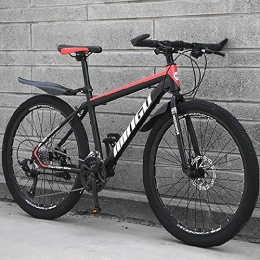 24 Inch Boys Hardtail Mountain Bike,21-speed Geared Bicycle With Dual Disc Brakes & Fork Suspension,Black And Red Fat Tire Bike Sport Bike