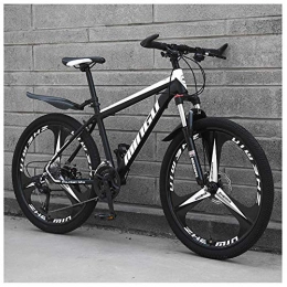 Wghz Bike 24 Inch Mountain Bikes, Mens Women Carbon Steel Bicycle, 30-Speed Drivetrain All Terrain Mountain Bike with Dual Disc Brake, 24Vitesses, Black 3 Spoke