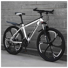 Wghz Bike 24 Inch Mountain Bikes, Mens Women Carbon Steel Bicycle, 30-Speed Drivetrain All Terrain Mountain Bike with Dual Disc Brake, 30Vitesses, White 6 Spoke