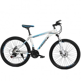 WSGYX Mountain Bike 26-inch 21-24-27 Speed Mountain Bike Adult, With Lockable Shock Absorption Front And Rear Dual Disc Brakes Variable Speed White / black / red / blue Bicycle (Color : White, Size : 24-speed)