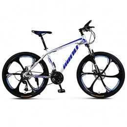 SHUI Bike 26 Inch Adult Moutain Bike 6-Spokes MTB 21 / 24 / 27 / 30 Speeds Bicycle Lockable and Adjustable Front Fork Magnesium-aluminum Alloy Double Disc-Brake Mountain Trail Bike White Blue-30sp