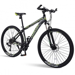 LZHi1 Mountain Bike 26 Inch Lockable Suspension Fork Mountain Bike For Adults, 33 Speed Aluminum Alloy Mountain Trail Bikes With Double Oil Disc Brake, Anti-slip Frosted Handlebar Outroad Mountain Bicycl(Color:Black green)