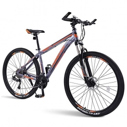 LZHi1 Mountain Bike 26 Inch Lockable Suspension Fork Mountain Bike For Adults, 33 Speed Aluminum Alloy Mountain Trail Bikes With Double Oil Disc Brake, Anti-slip Frosted Handlebar Outroad Mountain Bicycl(Color:Grey orange)