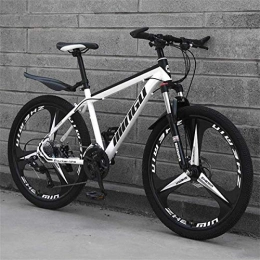 FFKL Bike 26 Inch Men's Mountain Bikes Black and White, High-carbon Steel Hardtail Mountain Bike, Mountain Bicycle with Front Suspension Adjustable Seat, white