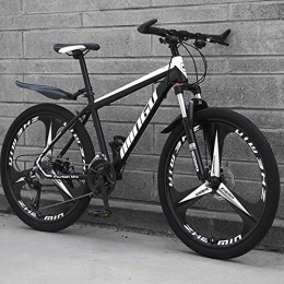 BNMKL Mountain Bike 26-Inch Mountain Bike 21 24 27-Speed Disc Brake Bike, High-Carbon Steel Frame, 3-Spoke Wheels Hard-Tail Mountain Bike, Adult Bike MTB, Black, 26 Inch 27 Speed
