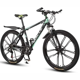 KOSFA Mountain Bike 26 Inch Mountain Bike for Adult Mens Womens Bicycle MTB 21 / 24 / 27 Speeds Lightweight Carbon Steel Frame with Front Suspension, Green, 27 Speed