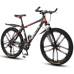 KOSFA Bike 26 Inch Mountain Bike for Adult Mens Womens Bicycle MTB 21 / 24 / 27 Speeds Lightweight Carbon Steel Frame with Front Suspension, Red, 27 Speed