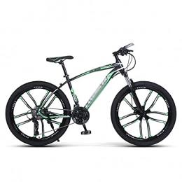 FBDGNG Bike 26 Inch Mountain Bike High Carbon Steel MTB Bicycle For Adult 21 / 24 / 27 Speed Double Disc Brake Outroad Mountain Bicycle For Men Women(Size:24 Speed, Color:Green)