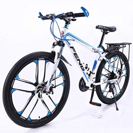 MEVIDA Bike 26 Inch Mountain Bike MTB, Suitable From 160 Cm, With Bell And Lock Bicycle, Boys Bike & Mens Bike, Fork Suspension, Shimano 21 Speed Gearshift-White And Blue 26inch