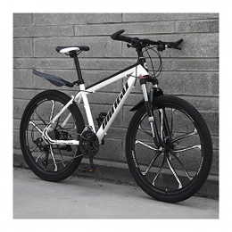 Hardworking person-ZHL Mountain Bike 26 Inch Mountain Bikes, Dual Disc Brake Variable Speed Bicycle, 21 / 24 / 27 / 30 Speed, with Front Suspension Adjustable Seat and Handlebar, Adult All Terrain Mountain BikeWhite 10-21 Speed