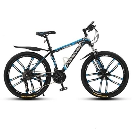 AYDQC Mountain Bike 26-Inch Mountain Trail Bike, Adult Mountain Bike, High Carbon Steel Bicycles, 10 Spoke Wheels, 24 Speeds Drivetrain, for Men And Women fengong (Color : Black blue)