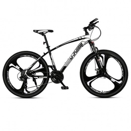 Dsrgwe Mountain Bike 26 Mountain Bike, Carbon Steel Frame Hard-tail Bicycles, Dual Disc Brake and Front Fork, 21 Speed, 24 Speed, 27 Speed (Color : Black+White, Size : 27 Speed)