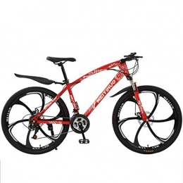 Dsrgwe Bike 26" Mountain Bike, Hardtail Bicycles, Carbon Steel Frame, Dual Disc Brake and Front Suspension (Color : Red, Size : 27 Speed)