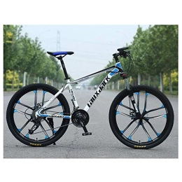 FMOPQ Bike 26" Mountain Bike HighCarbon Steel Front Suspension All Terrain 21Speed Mountain Bike with Dual Disc Brakes Blue