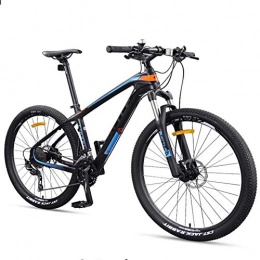 NOBRAND Bike 27.5 Inch Adult Mountain Bikes, Ultra-Light Carbon Fiber Frame Mountain Trail Bike, Dual Disc Brake Men Women Hardtail Mountain Bicycle, Yellow, 30 Speed Suitable for men and women, cycling and hiking