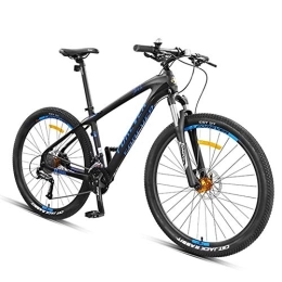 DJYD Mountain Bike 27.5 Inch Mountain Bikes, Carbon Fiber Frame Dual-Suspension Mountain Bike, Disc Brakes All Terrain Unisex Mountain Bicycle, Blue, 27 Speed FDWFN